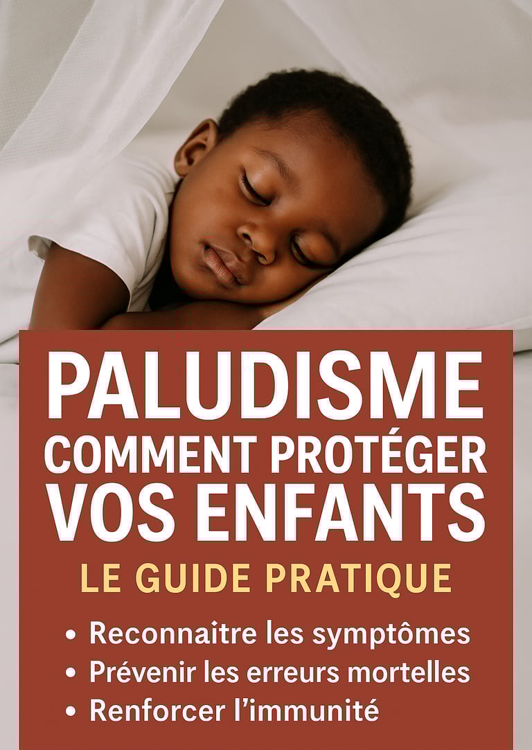 "Couverture de l'ebook Paludisme Express avec un enfant africain dormant sous moustiquaire, guide pr