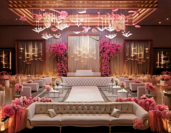a luxury wedding stage in dubai created by tsameem events