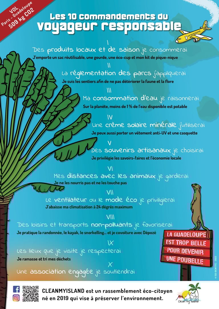 Création graphique, affiche - Clean My Island - Les 10 commandements du voyageur responsable
