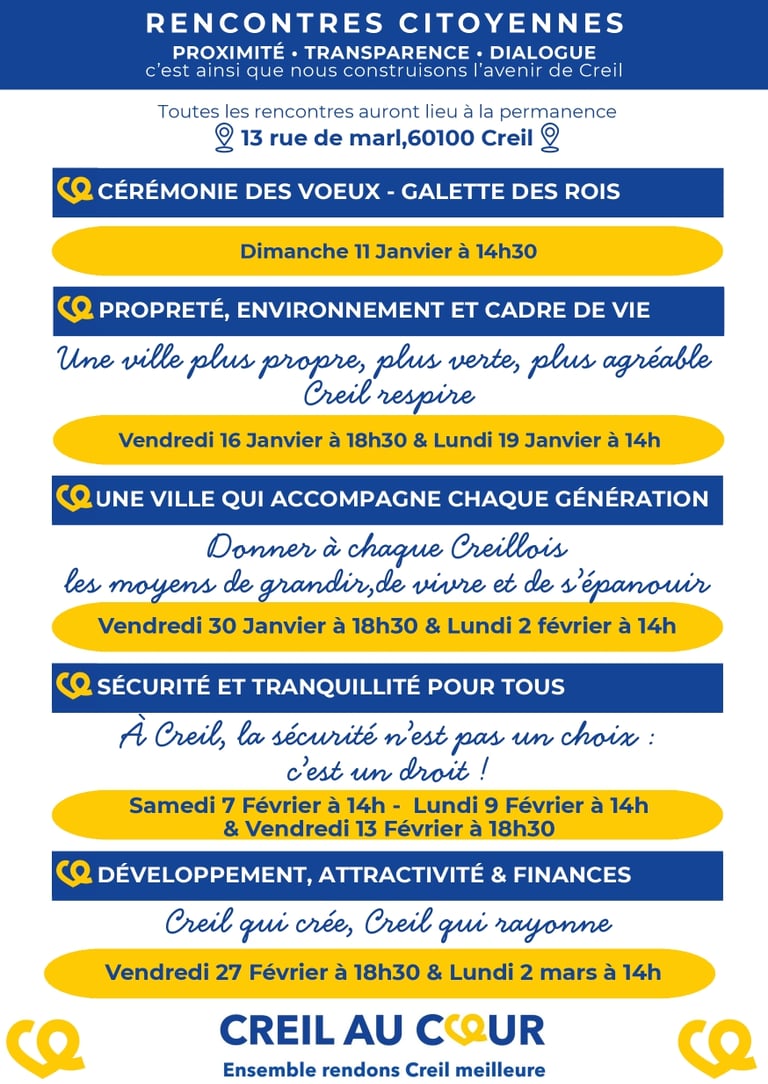 Creil au coeur Agenda des rencontres