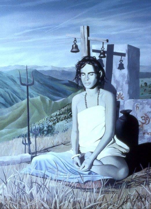 Babaji medita sul Monte Kailash, dipinto di Paolo Polli
