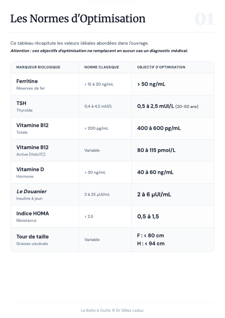 Document 1 de la boite à outils du livre 1 : Les normes d'optimisation