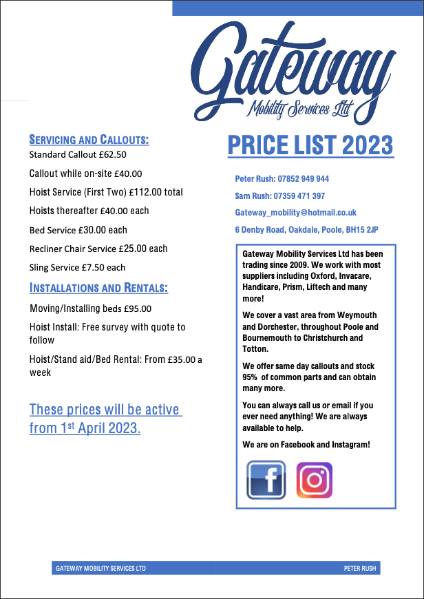 Gateway mobility services prices