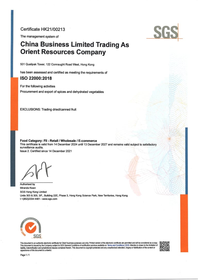 ISO22000 cert