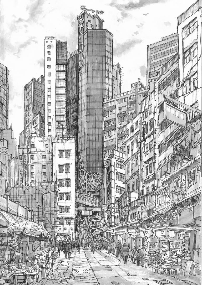 Urban sketch by Evgeny Bondarenko