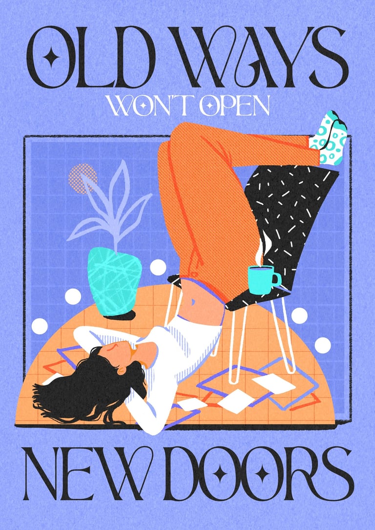 a woman lying on the floor, feed up in a chair, chilling surrounded by paper pieces