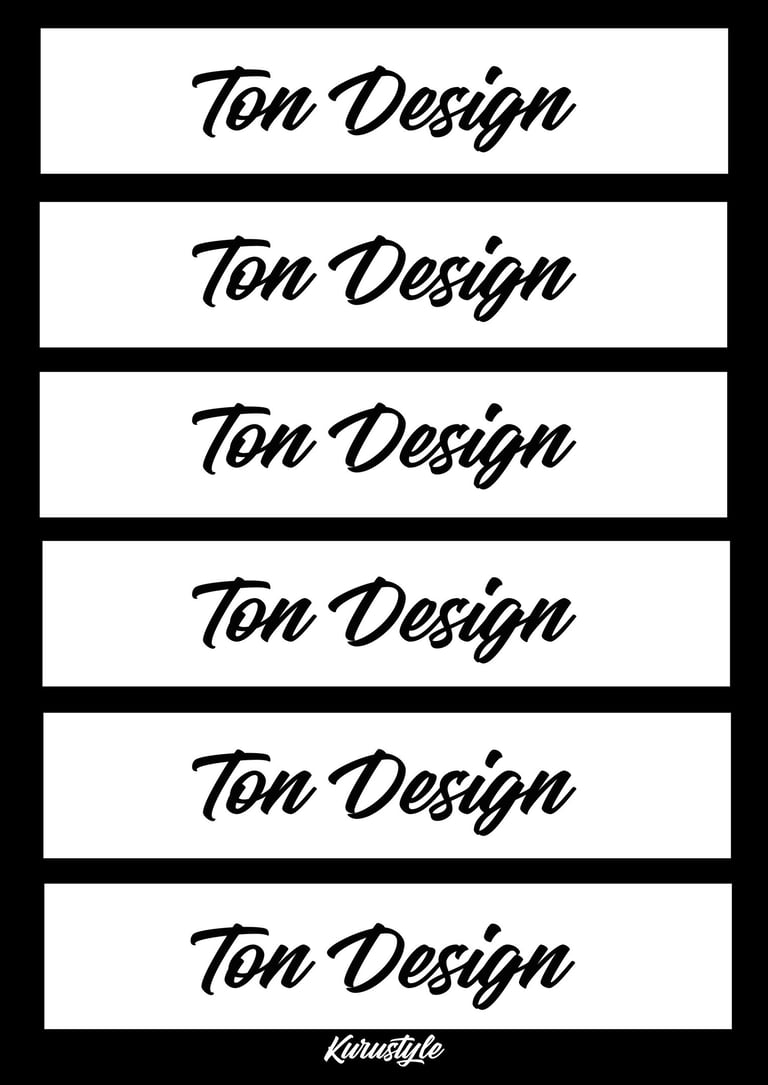 mots "ton design" répétés dans des cases blanches
