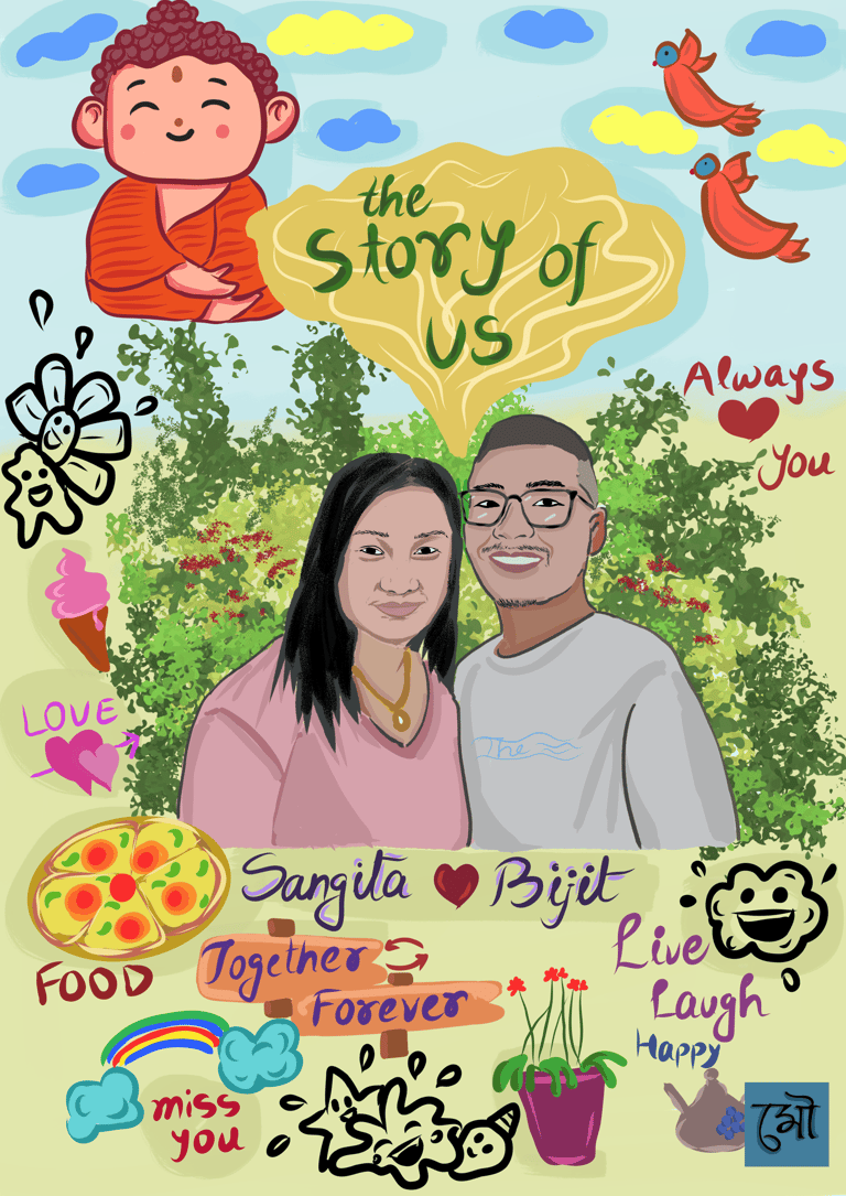custom digital art- couple story