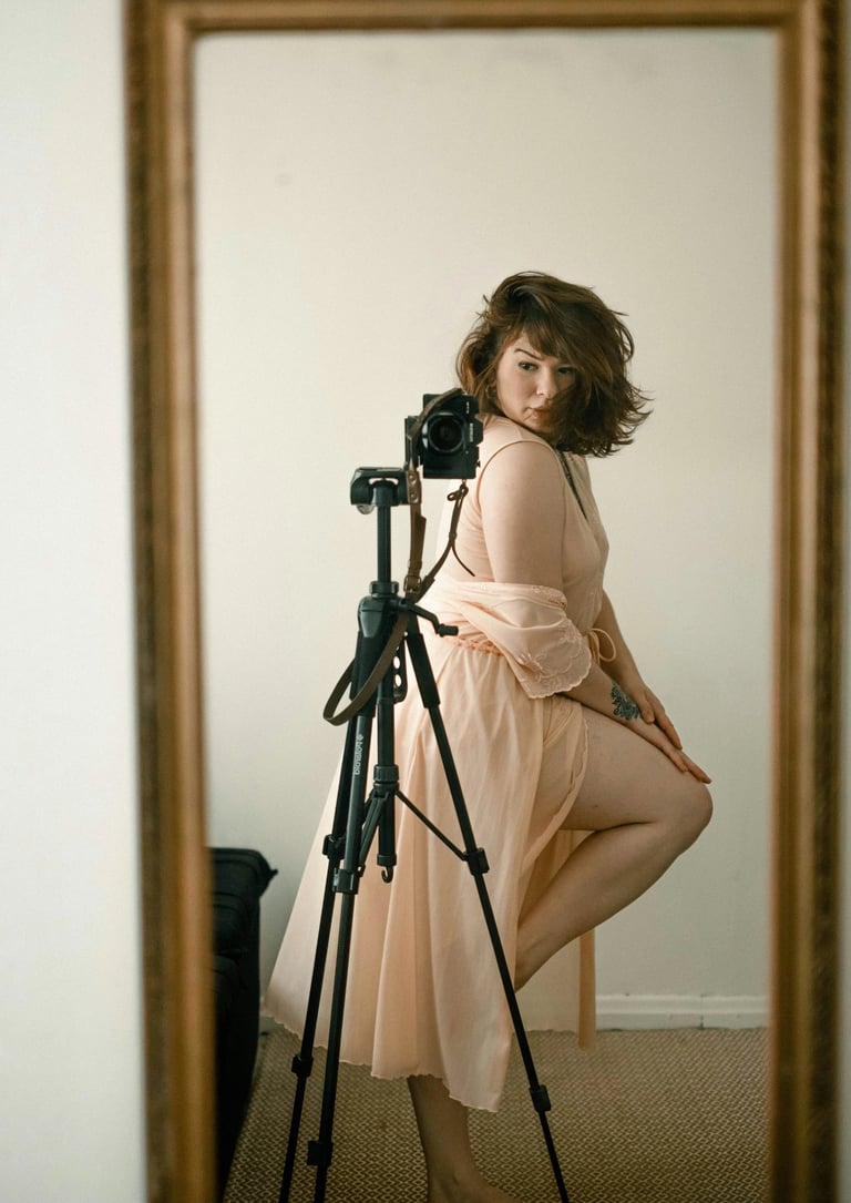 photo boudoir, femme autoportrait sur miroir