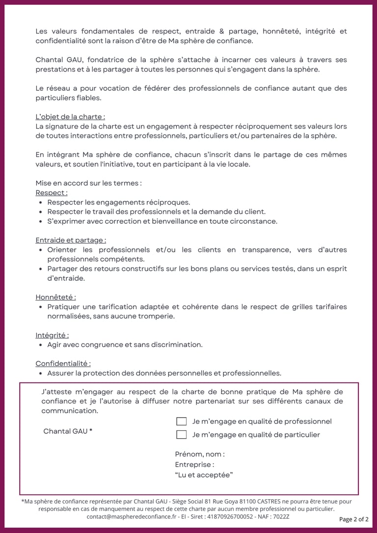 valeurs de ma sphère de confiance