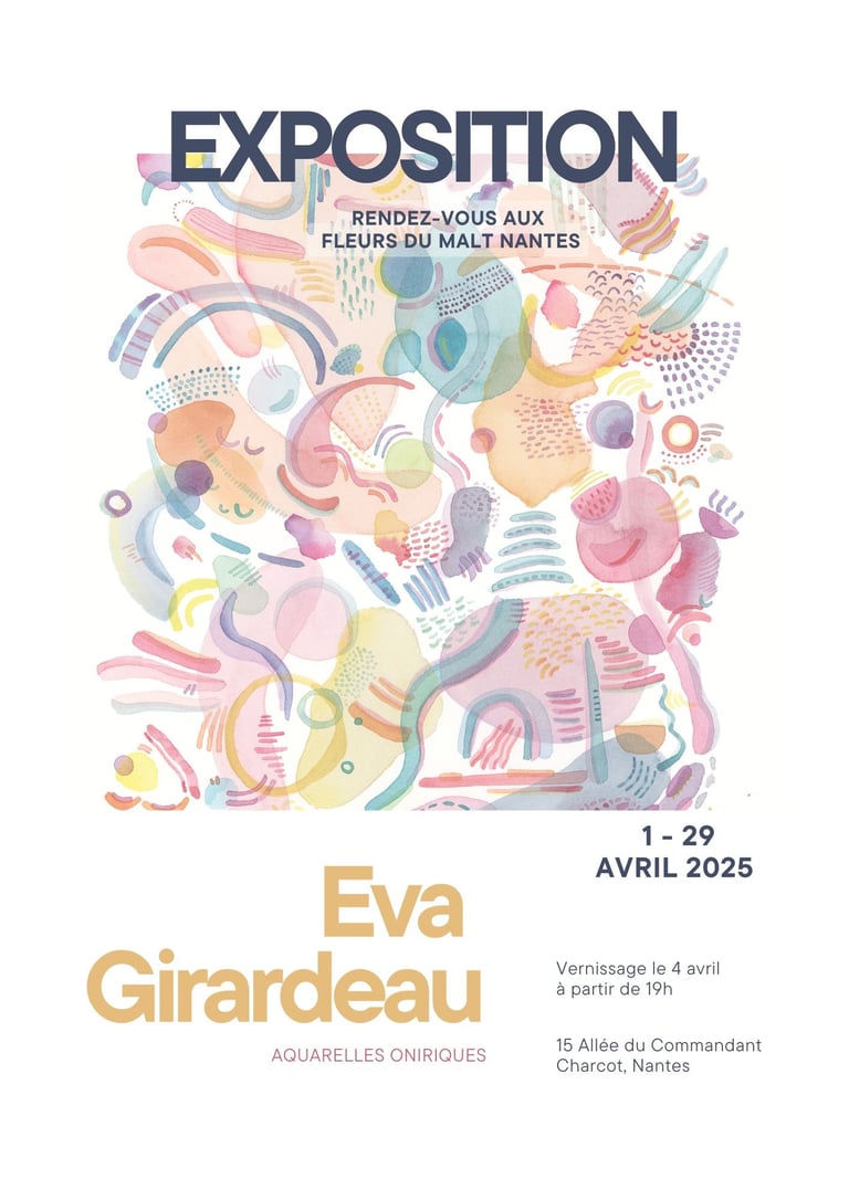 Affiche exposition peinture aquarelle contemporaine