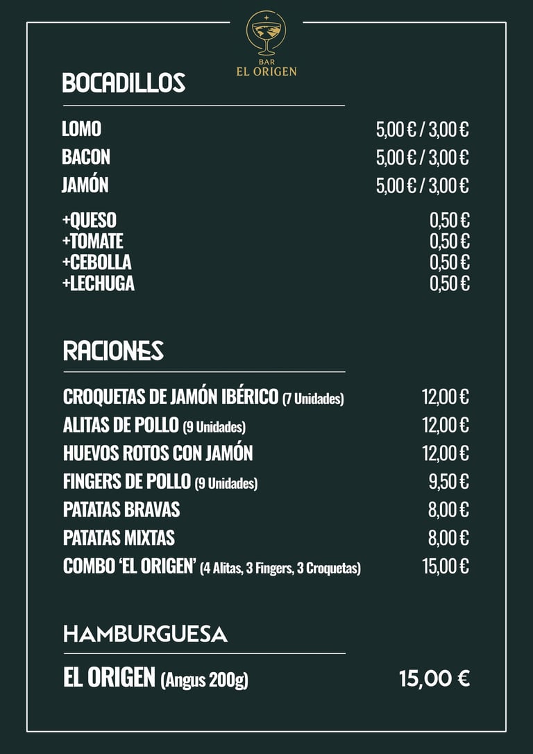 platos de la carta bar el origen