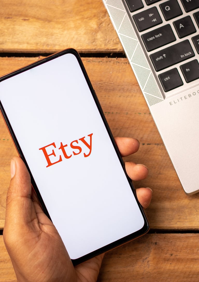 Etsy shop page on phone screen