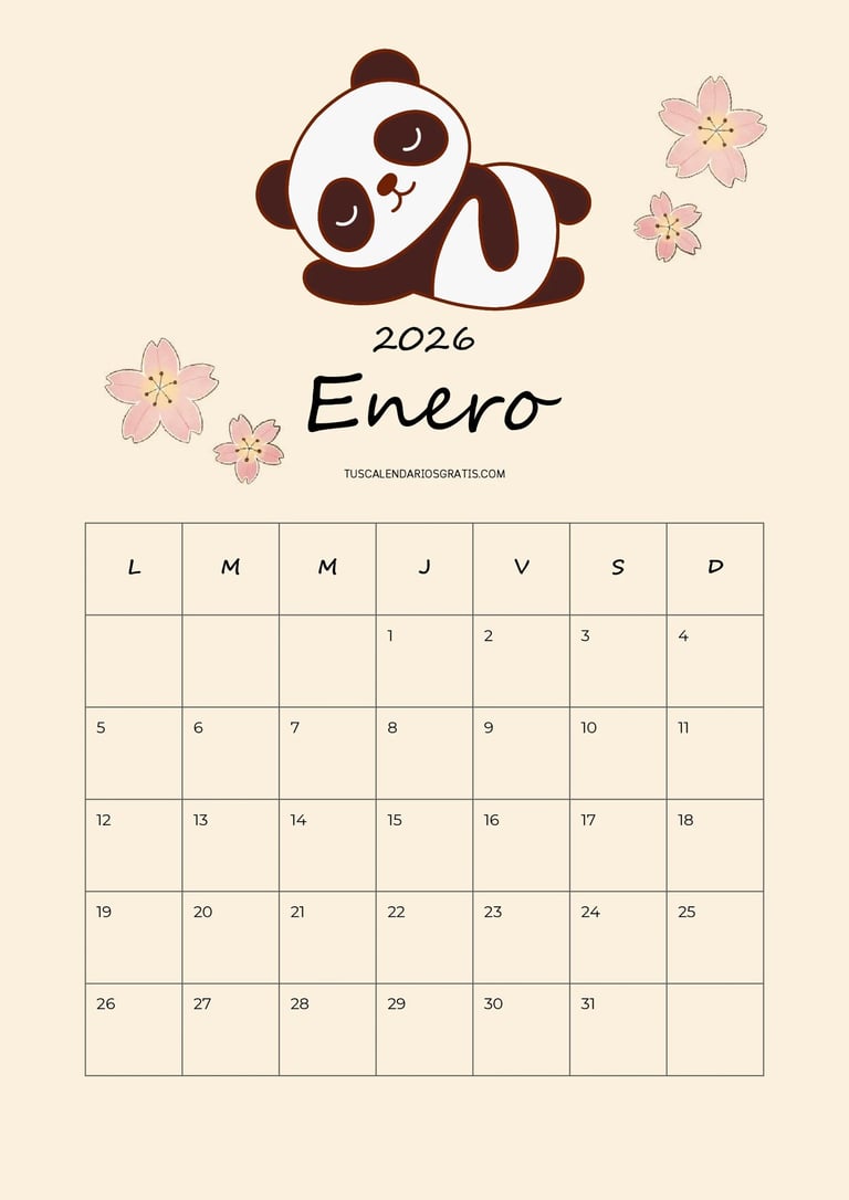 portada Calendarios mensuales 2026 año completo para descargar diseños kawaii