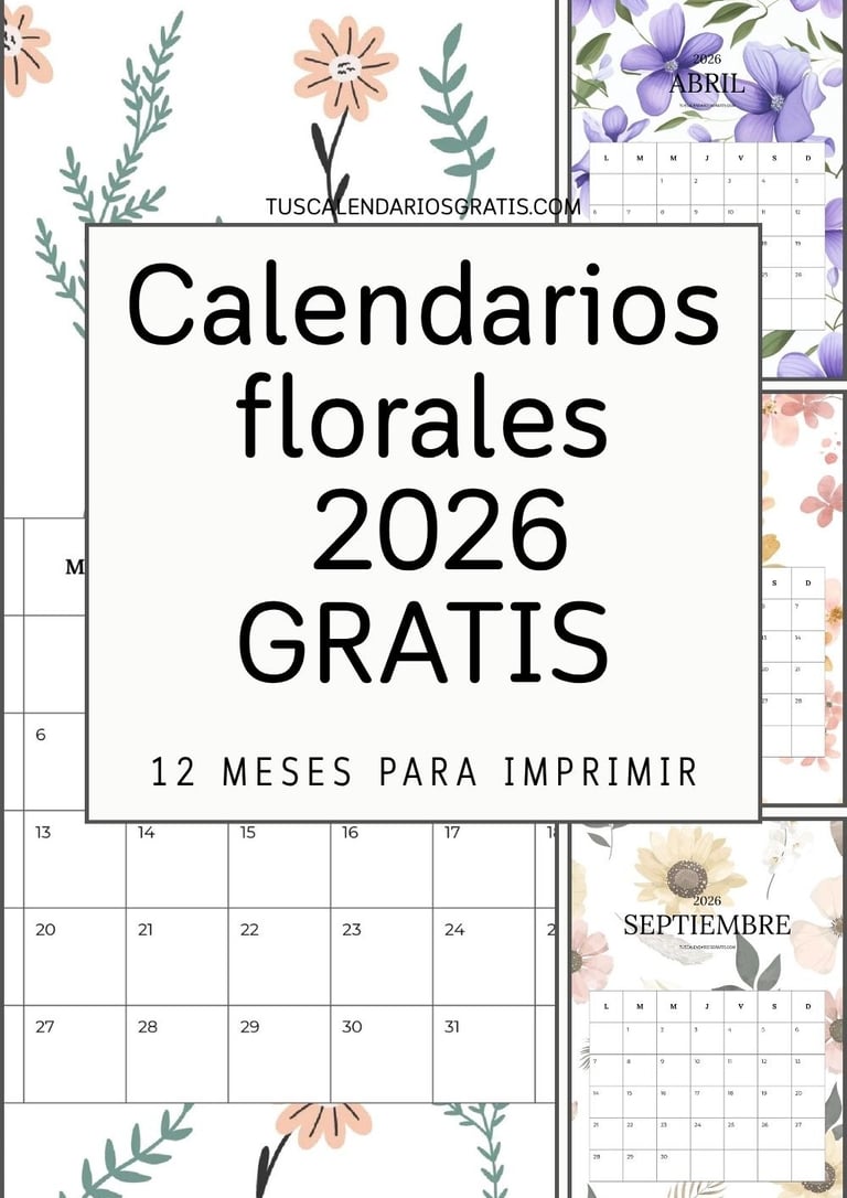 Colección calendarios florales 2026 para imprimir en 1 solo archivo pdf