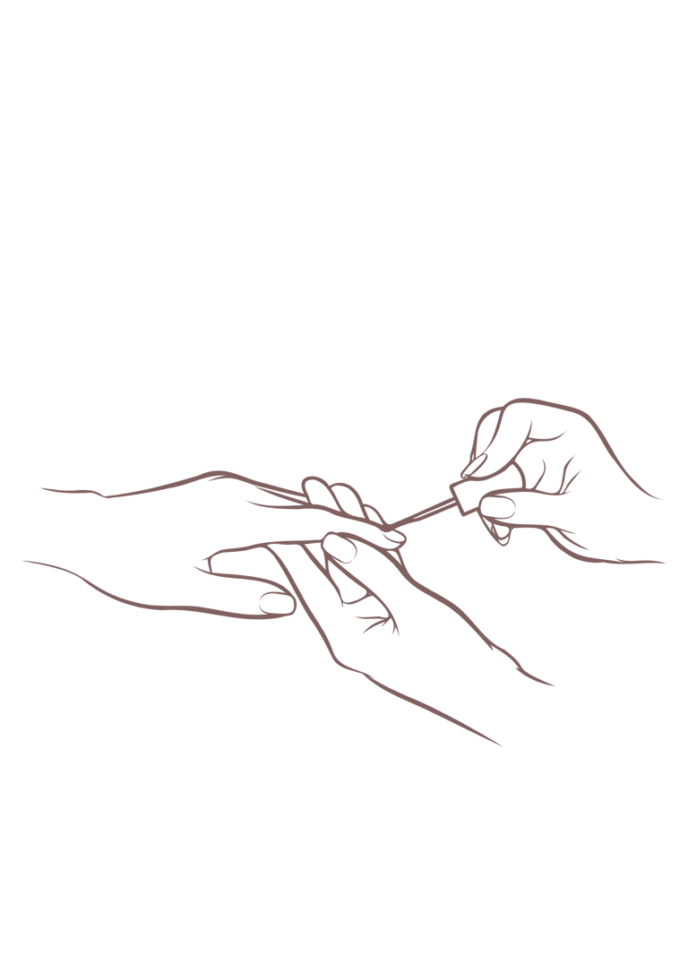 Illustratie waarin nagellak professioneel wordt aangebracht door Medisch Pedicure Grote Berg.