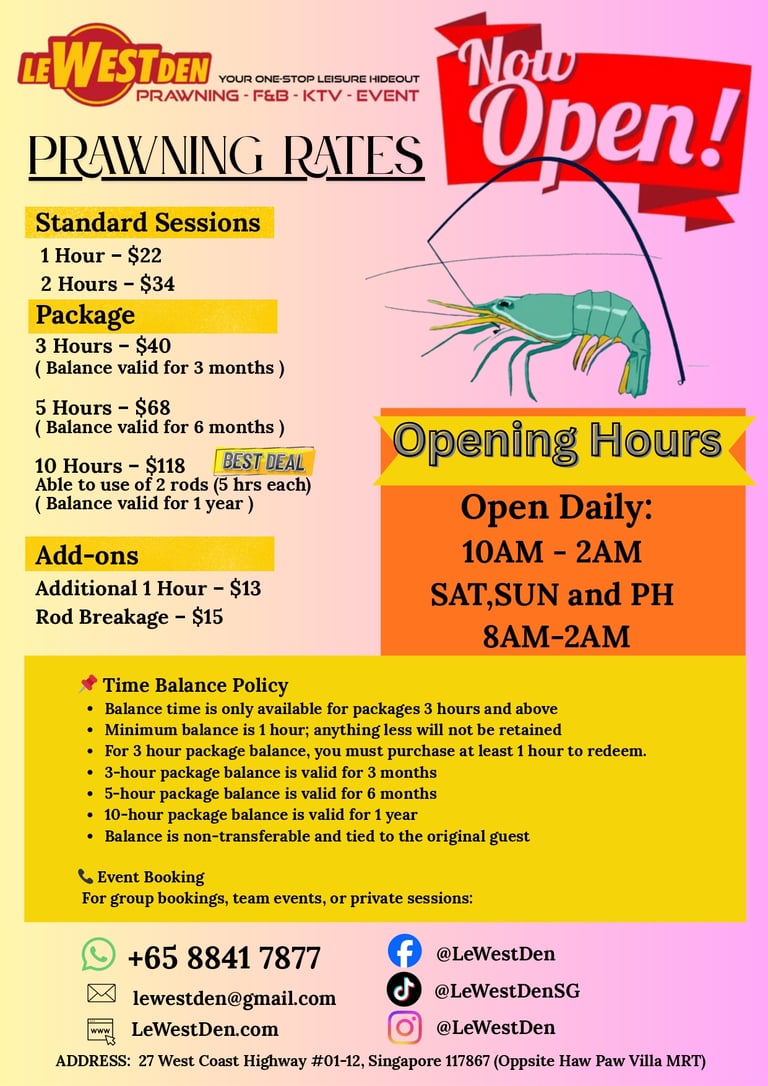 prawning singapore rate, best prawning spot in the west and near mrt, mookata and prawning till 2am