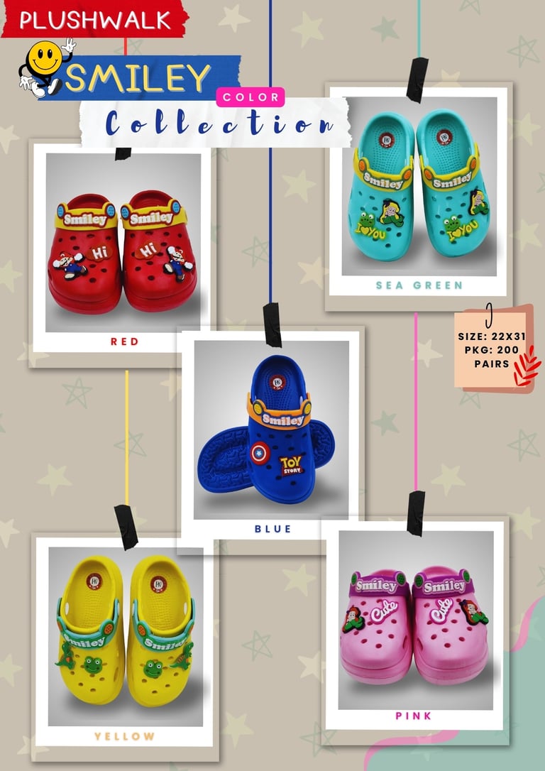 a bunch of pictures of a variety of kids clogs