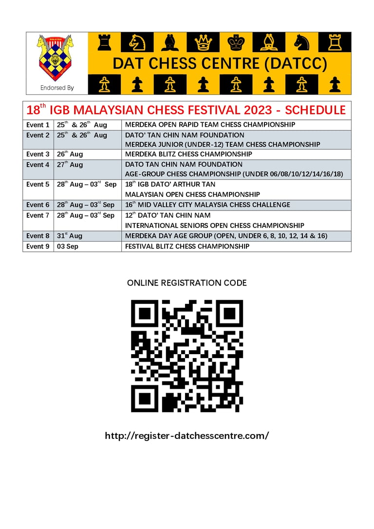 18th IGB Malaysian Chess Festival 2023 at Cititel Midvalley KL
