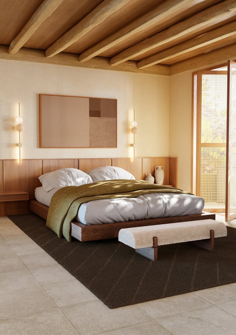 chambre d'architecte d'intérieur 3d avec fenetre