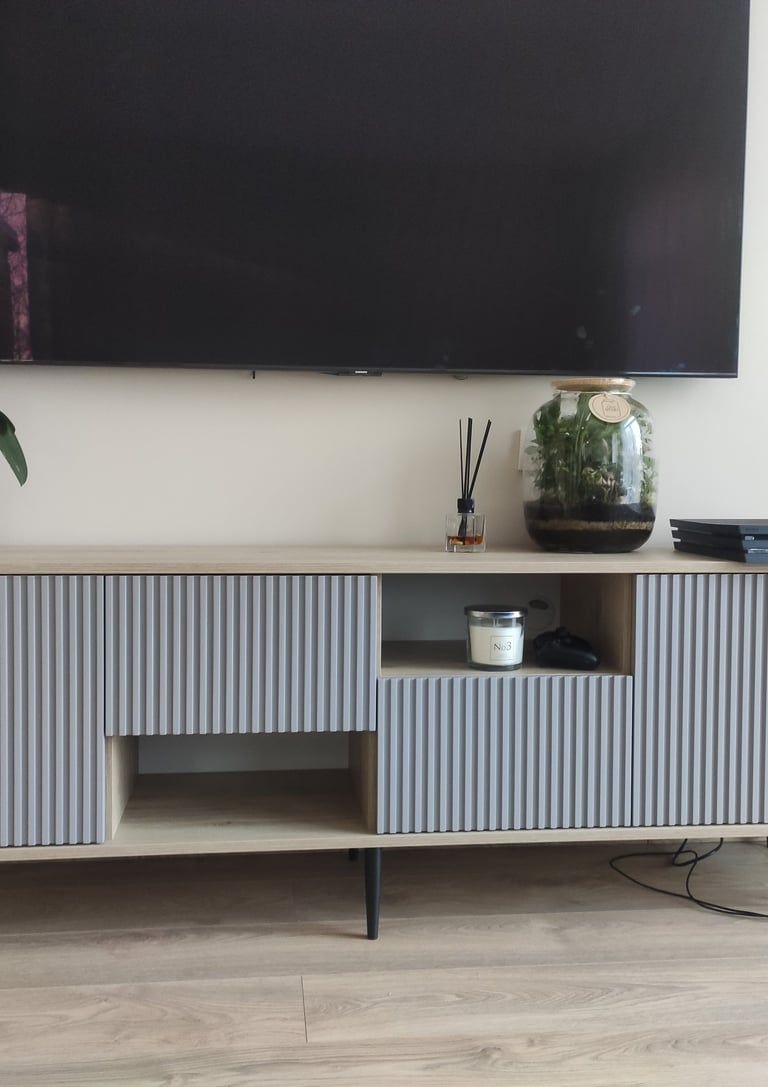 made to measure cabinet with Fluted fronts for living room