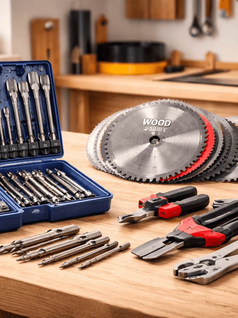 Acessórios para ferramentas: kit de brocas, discos de serra, discos de desbaste, discos de corte,