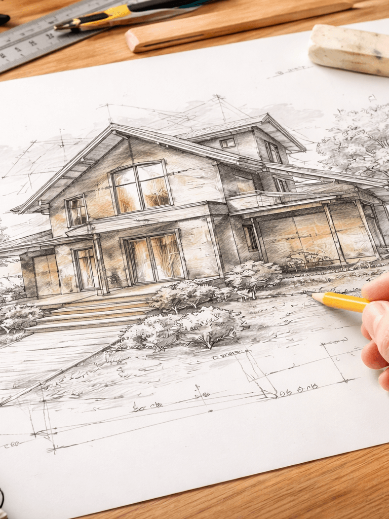 Projetos arquitetônicos residenciais feitos sob encomenda. Projeto estrutural, hidráulico, elétrico