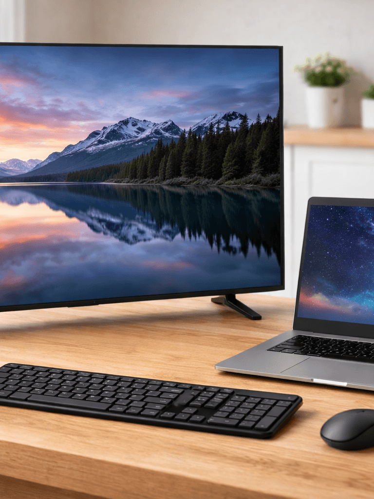 Tecnologia e entretenimento: TV, notebook, computador, mouse, teclado, home office, JBL, Datashow,