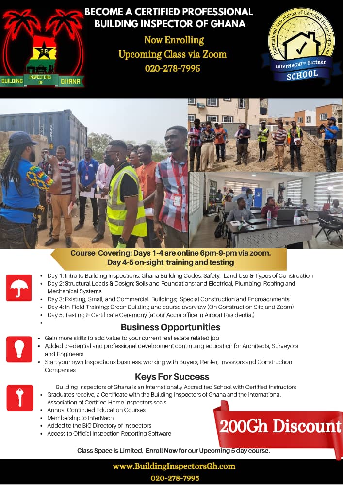 a for certified home inspector training in ghan