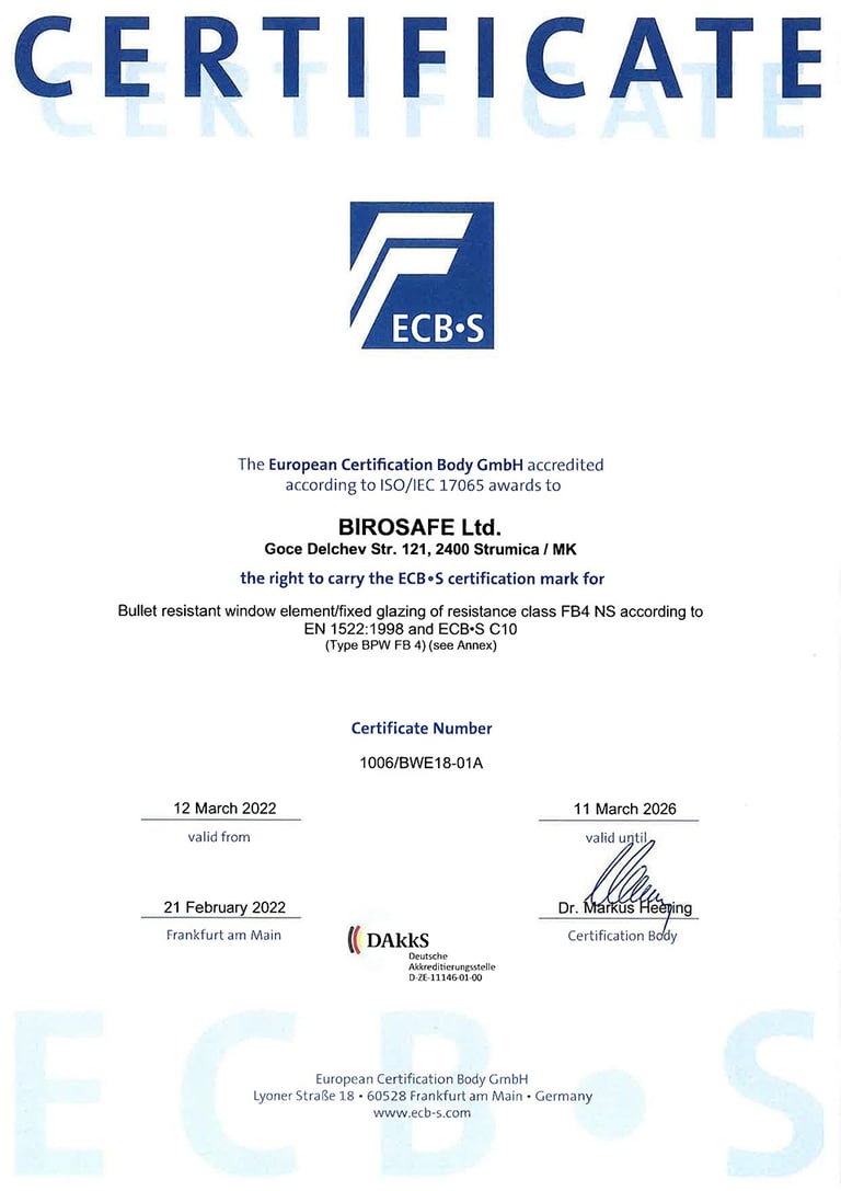 EU certified ECB-S EN certified security door