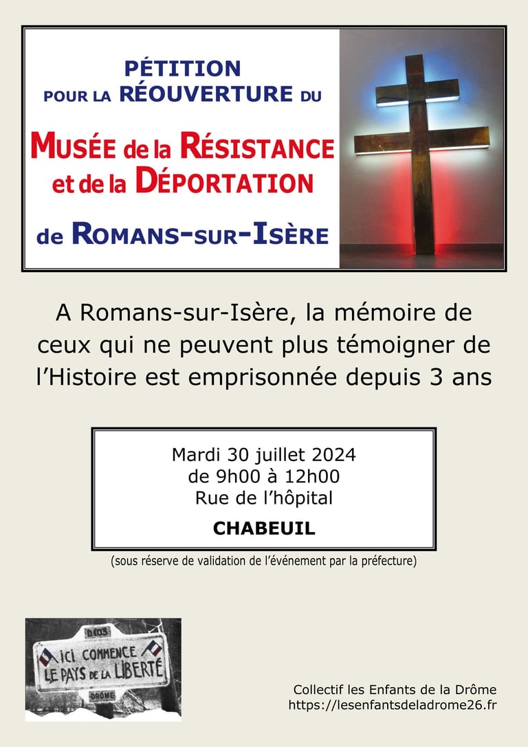 Pour la réouverture du Musée de la Résistance en Drôme et de la Déportation - Romans-sur-Isère