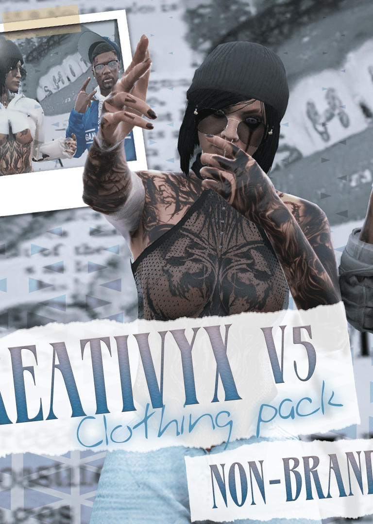 a man with tattoos on his chest and a sign that says creativity