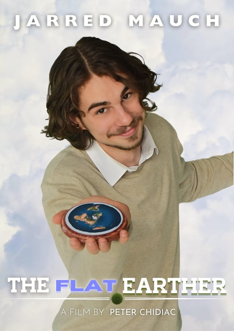 a man holding a blue plate with a picture of a man in a sweater