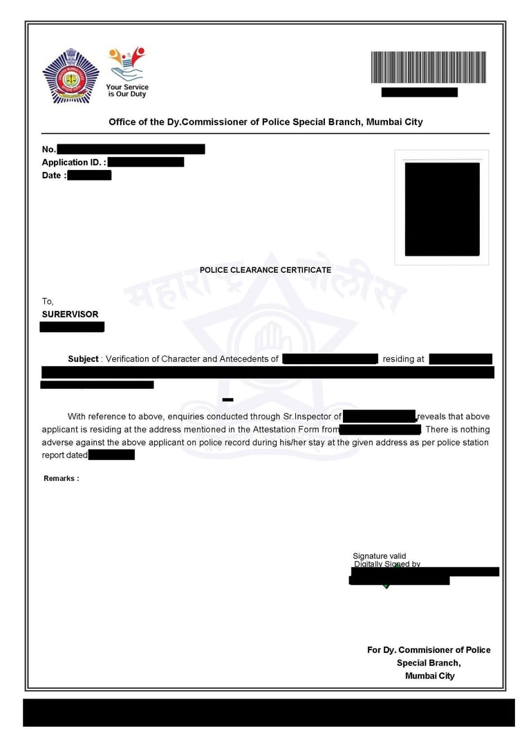 Police Clearance Certificate
