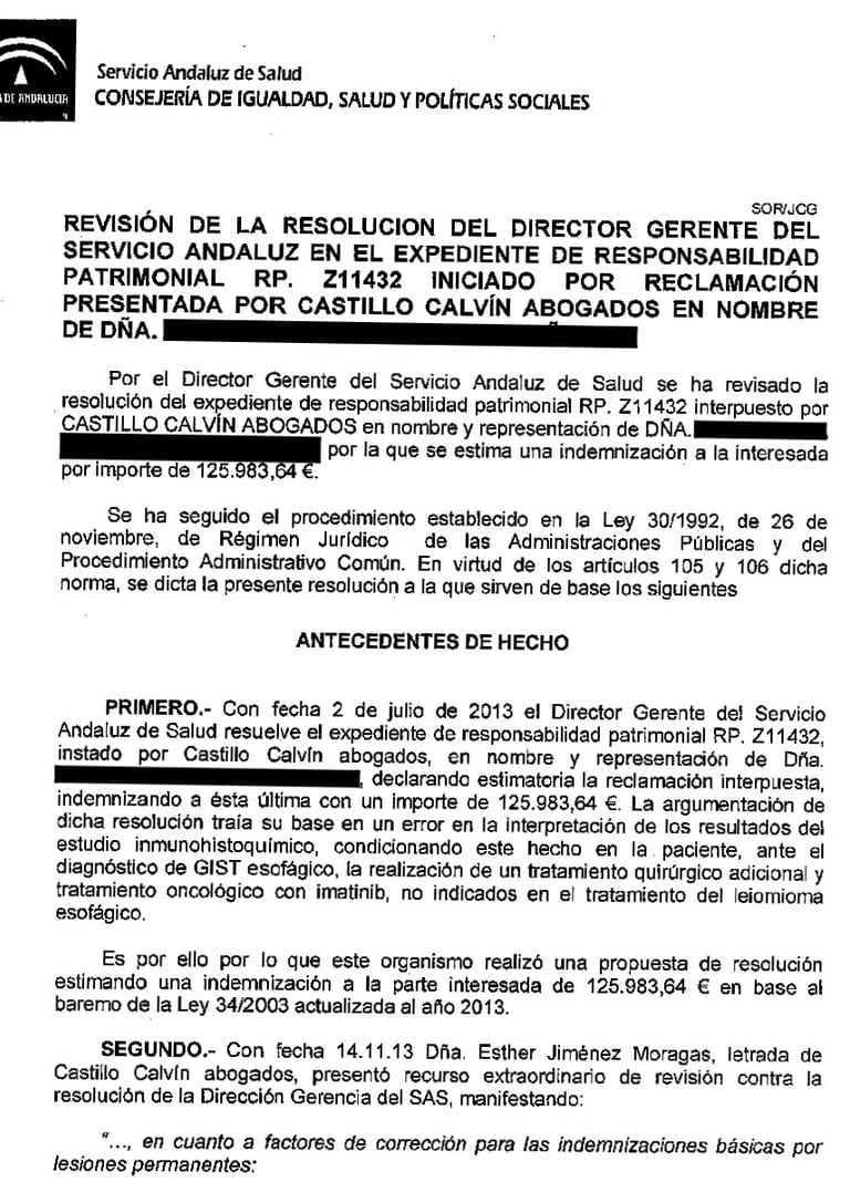 error diagnóstico de un tumor