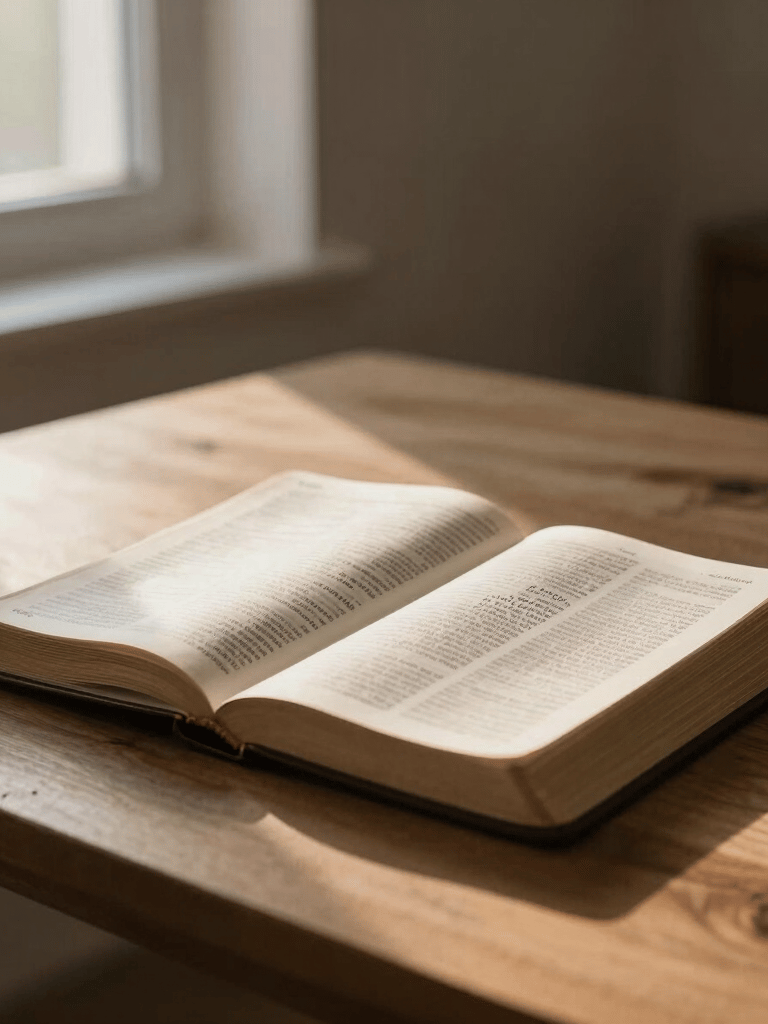Close-up of a beige t-shirt featuring a delicate gold-foil Bible verse design.