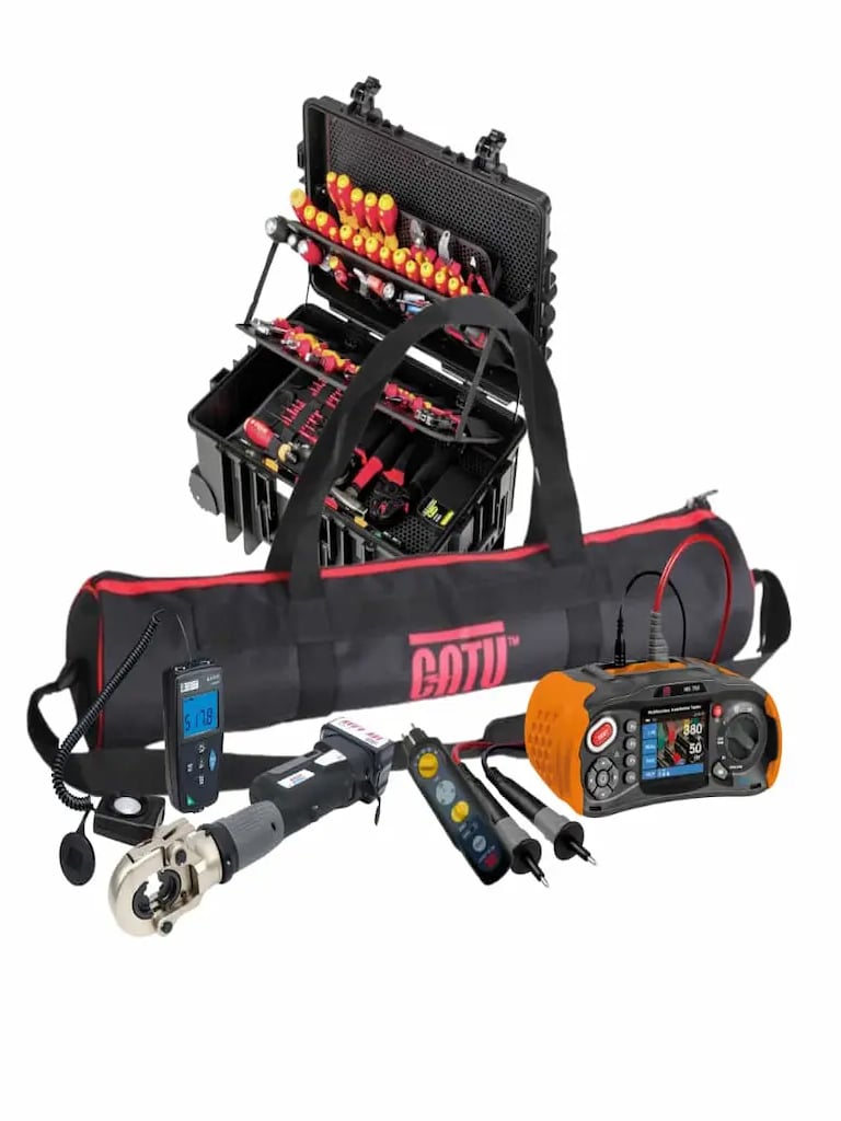 Outils professionnels d’électricité et d’éclairage – outils isolés, testeur, luxmètre et sertisseuse