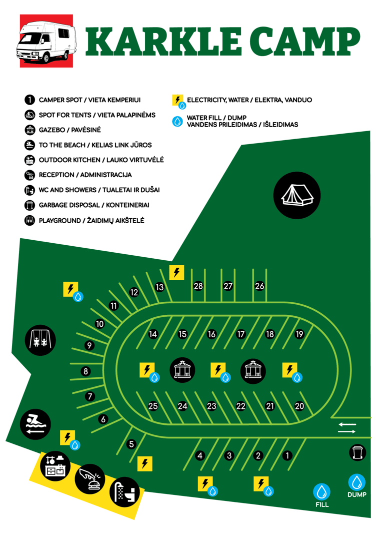 a layout of the campsite