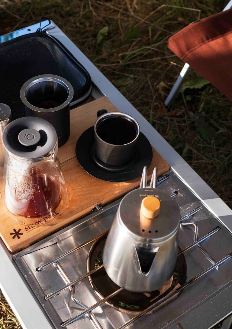 Fellow Pour Over Coffee Setup on top of a Snow Peak IGT Entry