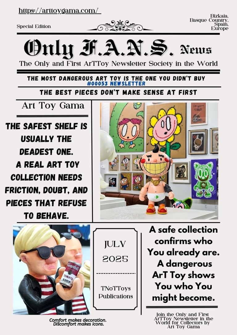 Only F.A.N.S. News art toy newsletter featuring designer figurines and urban vinyl collectibles.