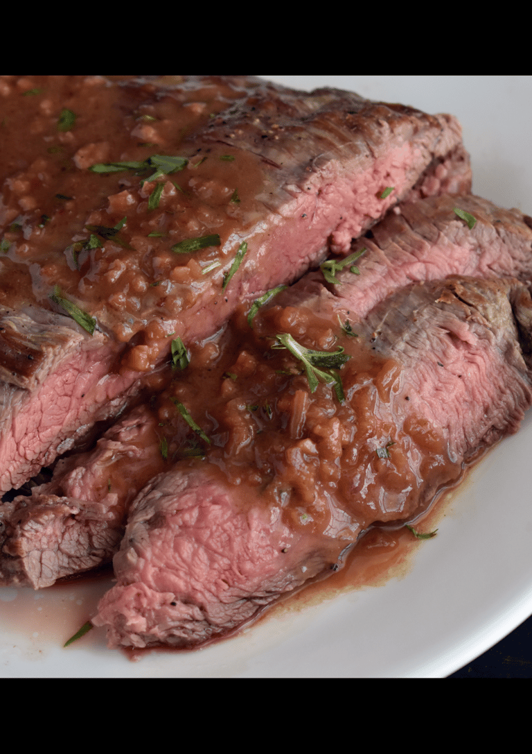 recette bavette à l'échalote, sauce au vinaigre balsamique