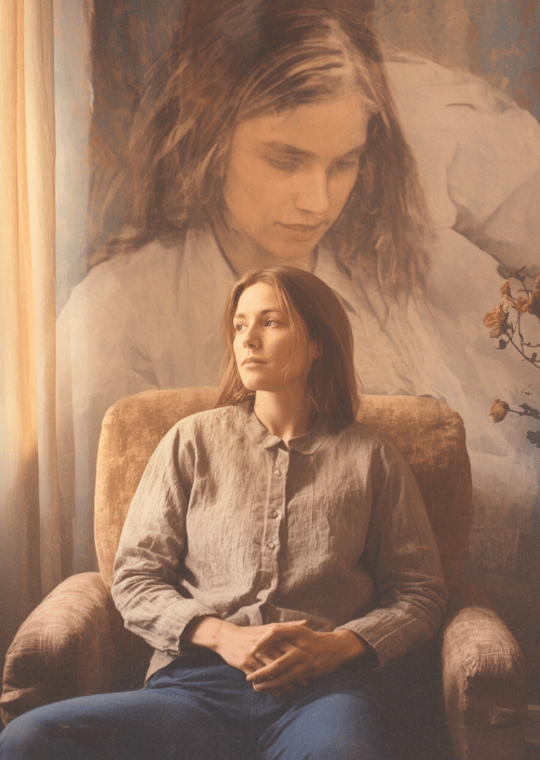 Cliënte in rustige setting tijdens lichaamsgerichte psychotherapie.