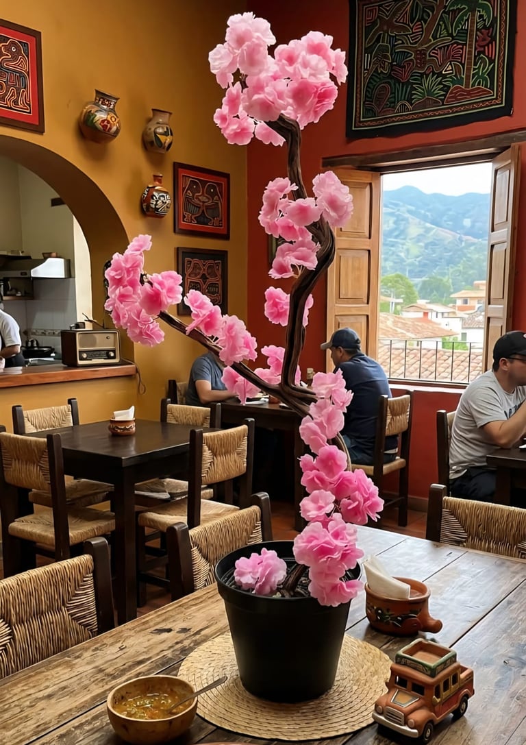 bonsai de cerezo en mangle sobre una mesa. jpeg 