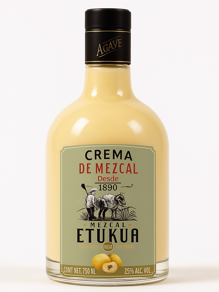 Botella de crema de mezcal