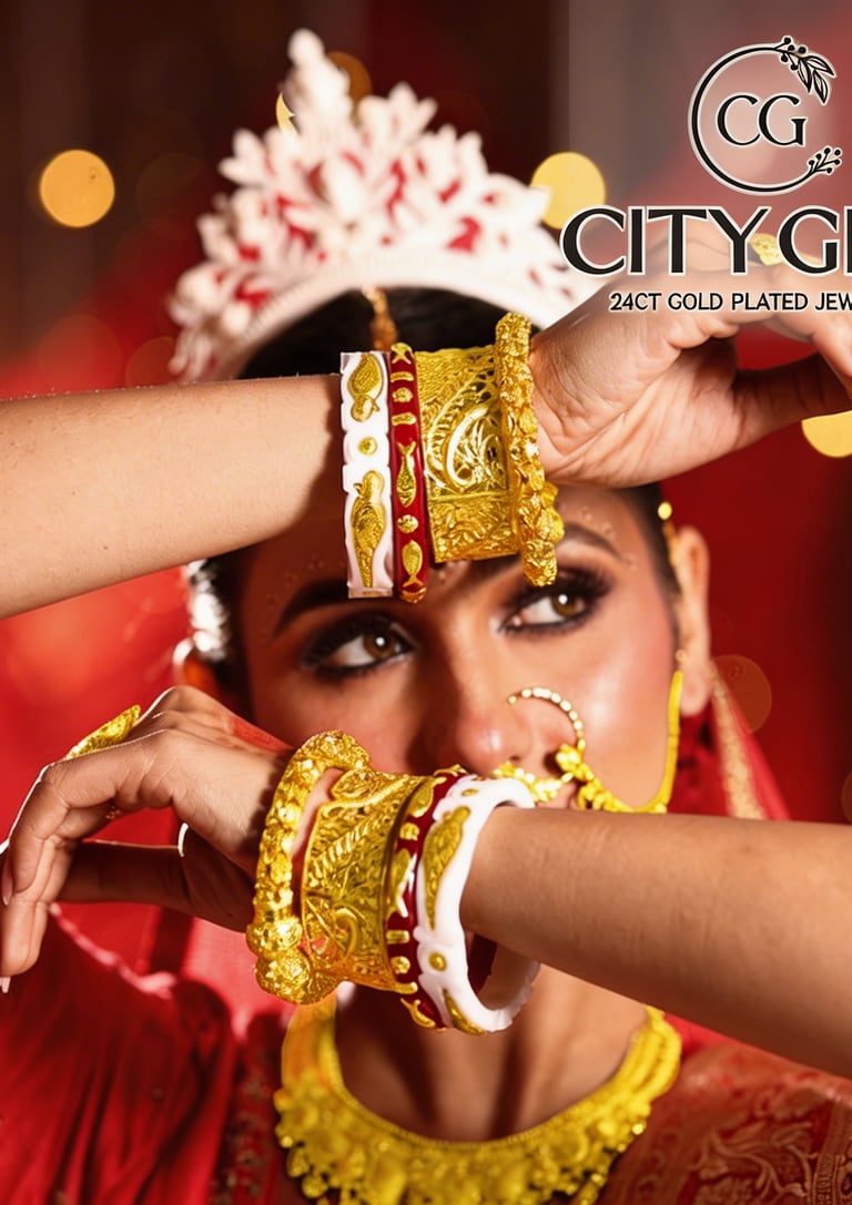 City Girl Jewellery - citygoldbangles - 18 Carat Gold Plated  - Bridal Wear - Bangles Set