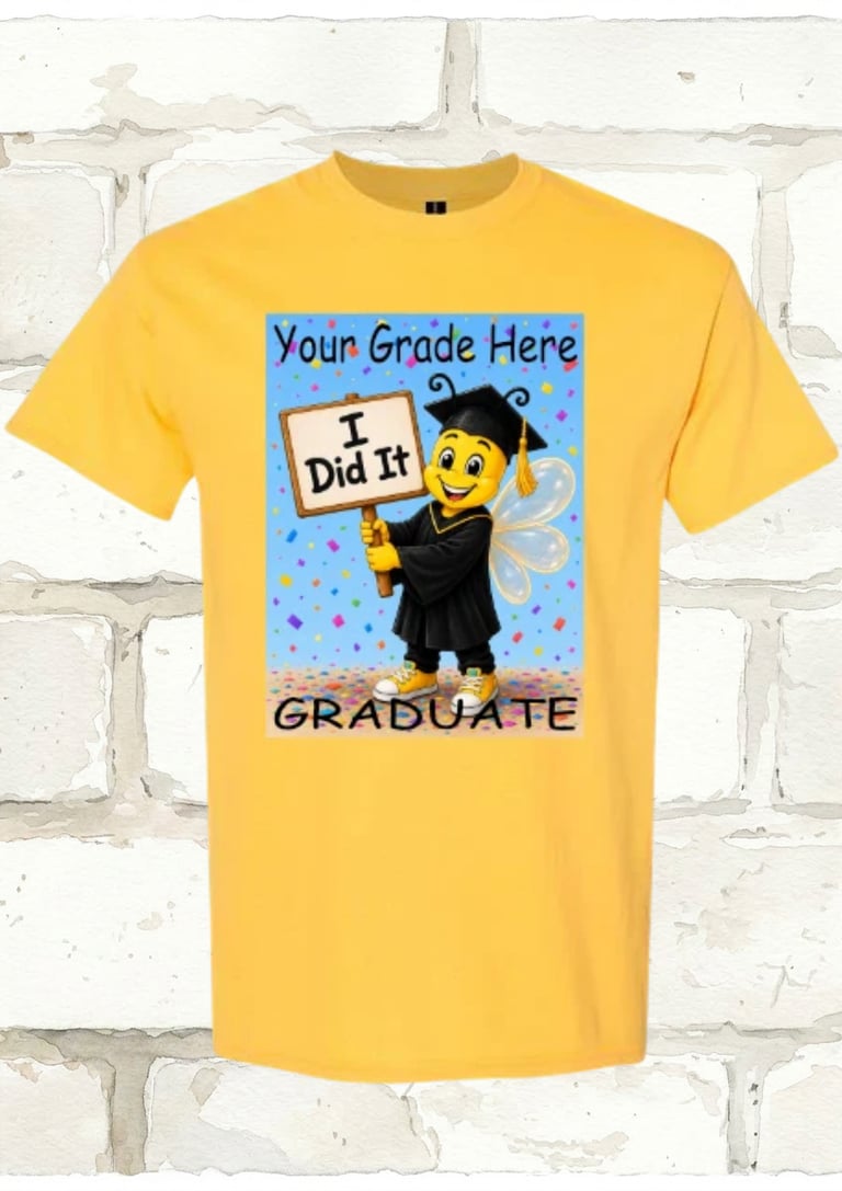 Customize this Graduate Graduation t-shirt with your grade, comes in Youth and Adults Design-A-Tee