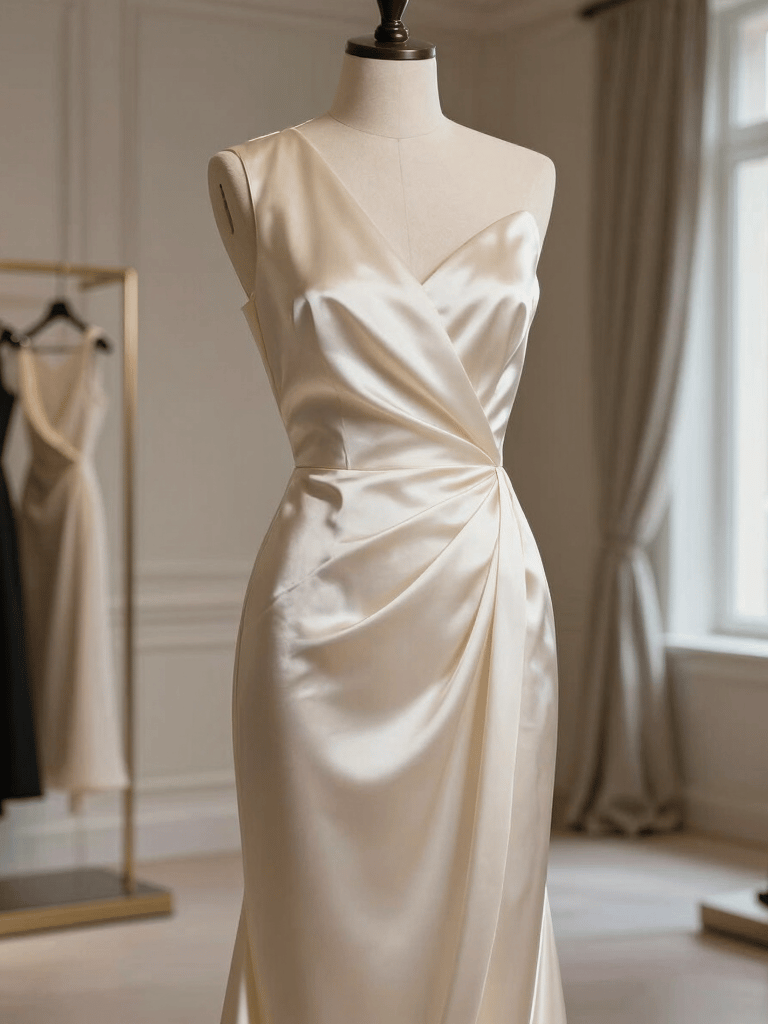 Elegant silk satin dress from the exclusive Velune Paris Edit.