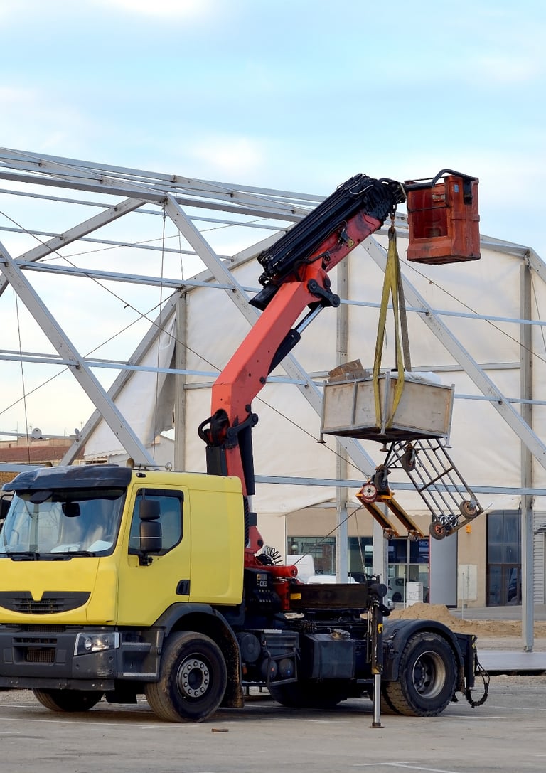 a crane truck with a crane on it