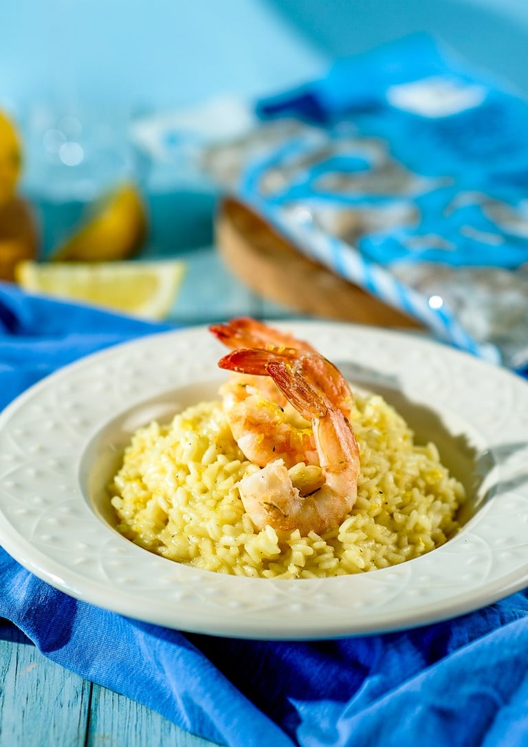 Pratos com camarão Camarão do Sol para cardápios profissionais