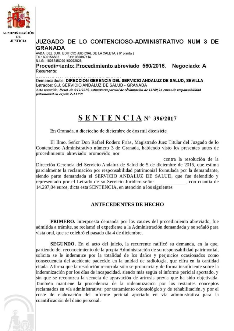 Condena por lesionar a una paciente tras caer de una camilla